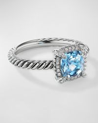 David Yurman - Petite Chatelaine Pavé Bezel Ring With Gemstone And Diamonds In Silver, 7mm - Lyst
