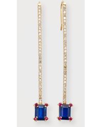Siena Jewelry - 14k Kyanite And Ruby Drop Earrings With Diamond Bar - Lyst