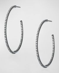 Sheryl Lowe - Inside-out Diamond Hoop Earrings In Black Rhodium-tone - Lyst