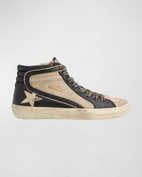 Golden Goose - Slide Mid-top Mixed Leather Sneakers - Lyst