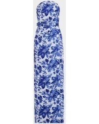 Aidan Mattox - Strapless Metallic Floral Jacquard Column Gown - Lyst