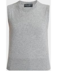 Dolce & Gabbana - Cashmere Sleeveless Crewneck Sweater - Lyst