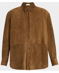 Brunello Cucinelli - Suede Button-Down Shirt Jacket - Lyst