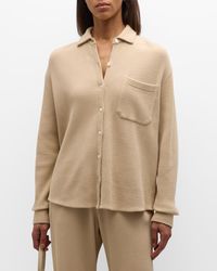 ATM - Waffle-Knit Long-Sleeve Cotton Shirt - Lyst