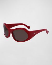 Ferragamo - Runway Wrap Acetate Sunglasses - Lyst