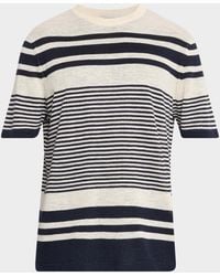 Bugatchi - Apos;S Linen And Cotton Knit Multi-Stripe Short-Sleeve Crewneck Sweater - Lyst
