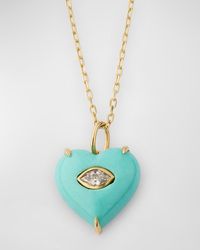 Sydney Evan - Carved Marquise Bezel Heart Charm Necklace With Light Square Chain, 18"L - Lyst
