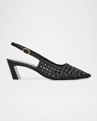 Stuart Weitzman - 50Mm Stassi Woven Leather Slingback Pumps - Lyst