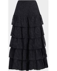 Marie Oliver - Christie Embroidered Ruffle Tiered Midi Skirt - Lyst