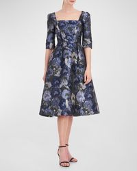 Kay Unger - Piper Floral Jacquard Fit & Flare Midi Dress - Lyst