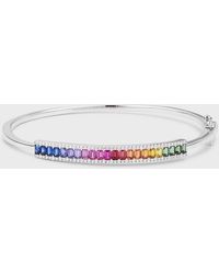 David Kord - 18k White Gold Bangle With Multicolor Sapphires And Diamonds - Lyst