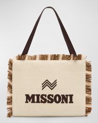 Missoni - Medium Fringe Logo Straw Tote Bag - Lyst