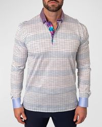 Maceoo - Newton Windowpane Contrast-Trim Polo Shirt - Lyst