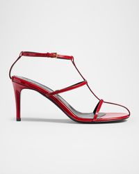 KHAITE - Leather T-Strap Sandals - Lyst