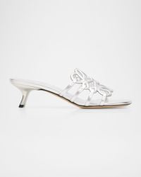Loewe - X Paula & Apos;S Ibiza 45Mm Petal Anagram Metallic Leather Mule Sandals - Lyst