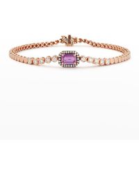 Jemma Wynne - Rose Gold One-of-a-kind Prive Luxe Diamond Tennis Bracelet With Pink Sapphire And Diamonds - Lyst