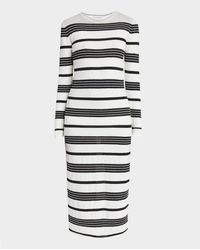 Moncler - Stripe Long-Sleeve Midi Dress - Lyst