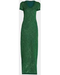 Etro - Paisley Jacquard Knit Short-Sleeve Maxi Dress - Lyst