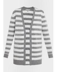 Neiman Marcus - Cashmere Striped Open-Front Cardigan - Lyst