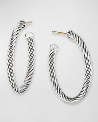 David Yurman - Sculpted Cable Hoop Earrings - Lyst