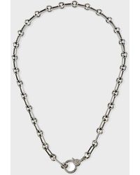 Sheryl Lowe - Oxidized Sterling Silver 7mm Curb Chain Necklace With Diamond Clasp - Lyst