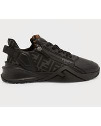 Fendi - Flow Vitello Leather & Logo Jacquard Sneakers - Lyst