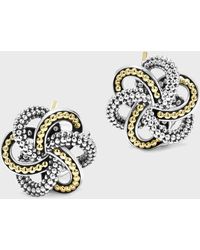 Lagos - Love Knot Two-Tone Omega Clip Stud Earrings - Lyst