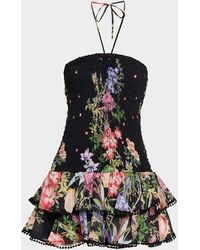 Charo Ruiz - Cusia Smocked Drop-Waist Mini Dress - Lyst