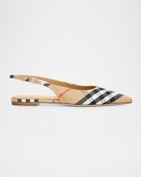 Burberry - Birdie Check Slingback Ballerina Flats - Lyst