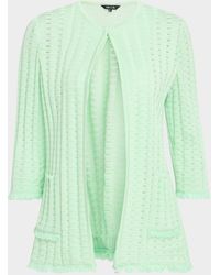 Misook - Heritage Fringe-Trim Tonal Burnout Knit Jacket - Lyst