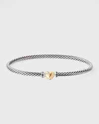 David Yurman - Cable Collectibles Heart Bracelet In Silver With 18k Gold, 3mm - Lyst