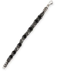 Emanuele Bicocchi Men's Woven Skull & Bead Bracelet, Black