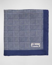 Brioni - Silk Prince Of Wales Check Pocket Square - Lyst