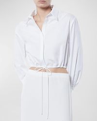 Enza Costa - Poplin Cropped Button-Front Shirt - Lyst
