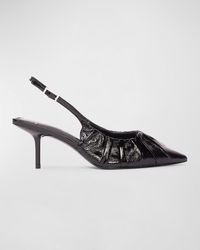 Black Suede Studio - Ruched Leather Slingback Pumps - Lyst