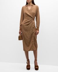 Veronica Beard - Wright Printed Silk Midi Wrap Dress - Lyst