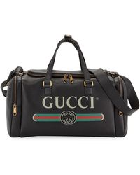 Gucci Men's -print Leather Duffel Bag - Black