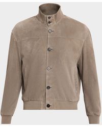 FRAME - Apos;S Rib Collar Suede Jacket - Lyst