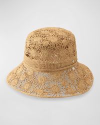 Helen Kaminski - Floral Crocheted Retro Raffia Bucket Hat - Lyst