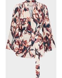 Figue - Avery Ikat-Print Belted Long-Sleeve Top - Lyst