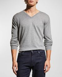 Neiman Marcus - Extra Lightweight Wool-Cashmere V-Neck Sweater - Lyst