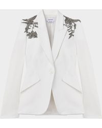 McQueen - Crystal Embellished Shoulder Single-Breasted Blazer - Lyst