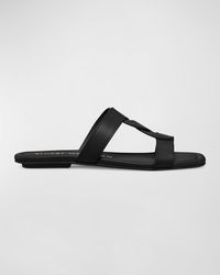 Stuart Weitzman - Ibiza Leather Woven-Strap Slide Sandals - Lyst