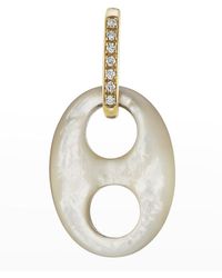 Jenna Blake - Yellow Gold Mariner Link Charm With Diamond Bale And Mother-of-pearl - Lyst