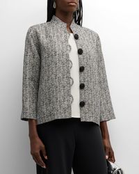 Caroline Rose - Mandarin-Collar Sequin Shimmer Jacquard Jacket - Lyst