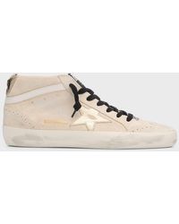 Golden Goose - Mid Star Mixed Leather Wing-tip Sneakers - Lyst