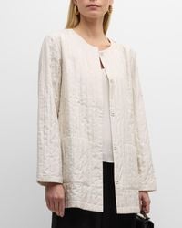 Eileen Fisher - Quilted Snap-Front Silk Jacket - Lyst