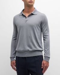Isaia - Wool-Silk Blend Polo Sweater - Lyst