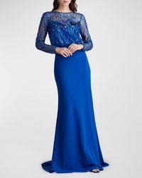 Tadashi Shoji - Sequin Embroidered A-Line Illusion Gown - Lyst
