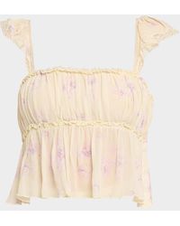 LoveShackFancy - Siena Floral Cotton Voile Tank Top - Lyst